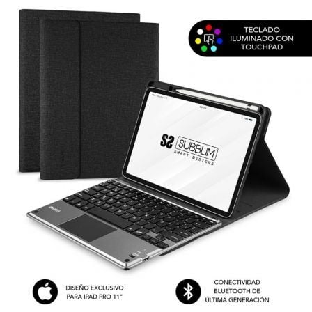 Capa com teclado touchpad Bluetooth Subblim Keytab Pro para tablets  iPad Pro 11' 2020  |   Preto