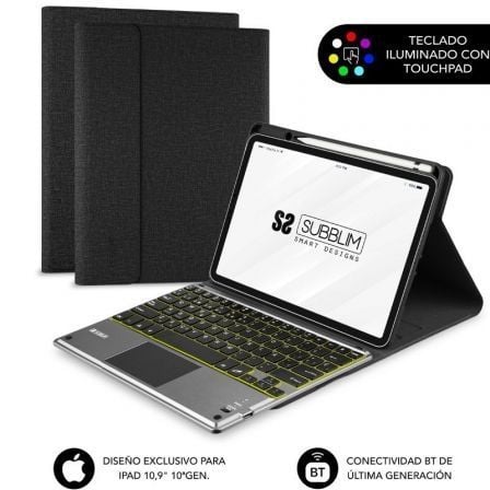 Capa com teclado Subblim KeyTab Pro BT para iPad 10.9' 10ª geração, preta