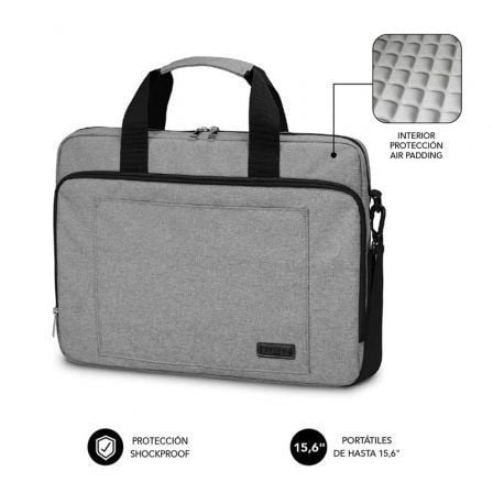 Bolsa acolchoada para Subblim Air para laptops até 15,6' | Alça de carrinho | Cinza