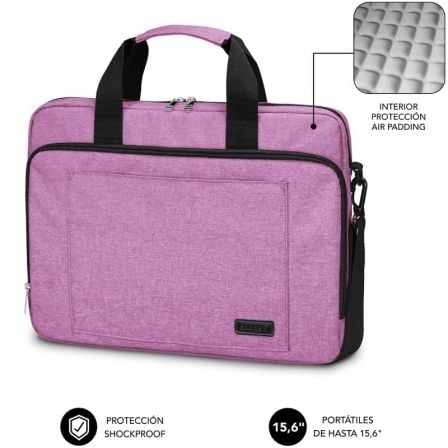 Bolsa acolchoada para Subblim Air para laptops até 15,6'  | Rosa