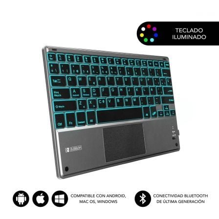 Teclado compacto | Inteligente Subblim Touchpad com iluminação preta| cinza