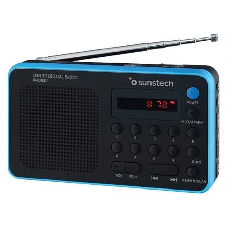 Rádio portátil Sunstech RPDS32BL | com bateria | preto e azul