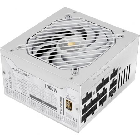 Mars Gaming MPB1000SIM | 1000 W | Ventoinha de 14 cm | 80 Plus Gold | Branco