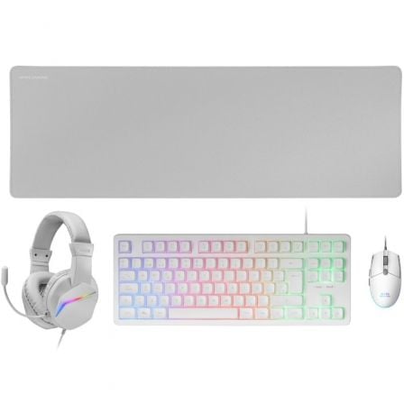 Pack Mars Gaming MCP-RGB3W | Teclado RGB + Rato óptico + MousePad XXL + auriculares