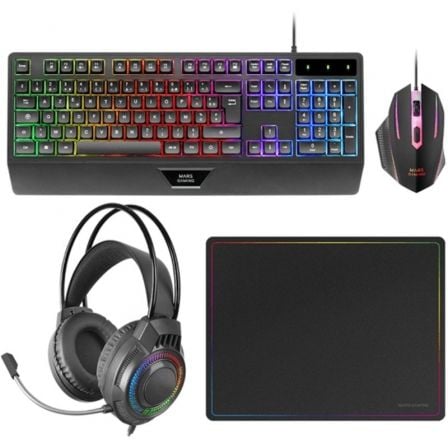 Pack Mars Gaming MCP124PROES | Teclado + Rato óptico + MousePad