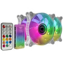 Pack com 3 ventiladores Mars Gaming MF-3DKITW | 12 cm + HUB + controlo remoto | ARGB | Branco