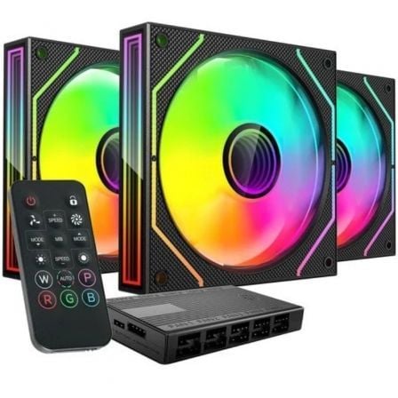 Pack 3 Mars Gaming MF-3DPROKIT | 12 cm + HUB + controlo Remoto | Ventoinhas ARGB