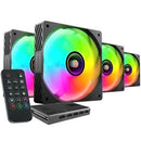 Pack com 4 ventiladores Mars Gaming MF-SI4KIT | 12 cm + HUB + controlo remoto | ARGB