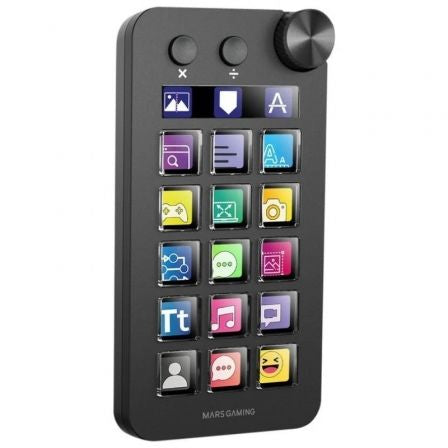 Deck de controlo Mars Gaming MSD-NEO | 15 teclas LCD | 1 roda | 2 botões | Preto