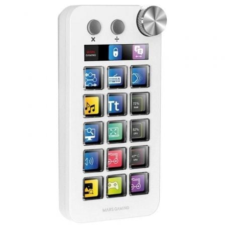 Deck de controlo Mars Gaming MSD-NEO | 15 teclas LCD | 1 roda | 2 botões | Branco