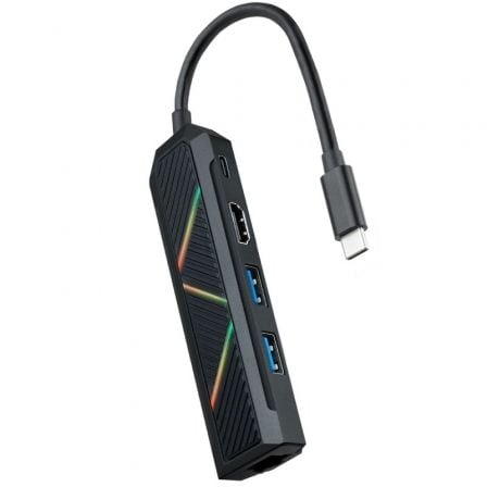 Cabo de acoplamento USB Tipo C Nanocable 10.16.0501 | 2xUSB | 1xUSB Tipo C PD | 1xHDMI | 1xRJ45 | Preto
