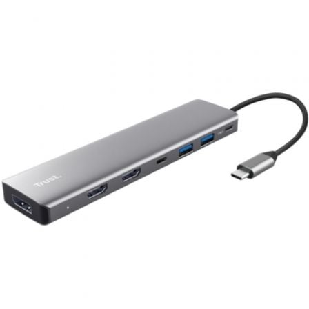 Docking USB Tipo-C Trust Dalyx | 2xUSB | 2xHDMI | 1xDisplayPort | 1xUSB Tipo-C PD | Cinza