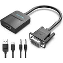 Cabo conversor Vention ACNBD VGA macho para HDMI fêmea, 50 cm, preto