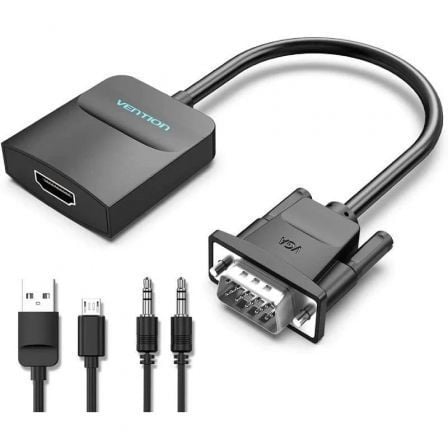 Cabo conversor Vention ACNBD VGA macho para HDMI fêmea, 50 cm, preto