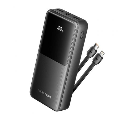 Powerbank 20000mAh Vention FHPB0 | 22,5W | Preto | Inclui cabo USB Tipo C e Lightning