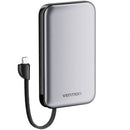 Powerbank 10000mAh Vention I12IA | 20W | Preto | Inclui USB Tipo C e Cabo Lightning