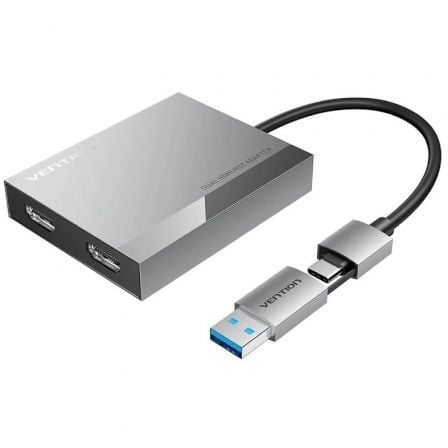 Vention ACXHB | USB Tipo C Macho | USB Macho - 2x Conversor HDMI Fêmea | 15 cm | Cinza