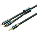 Cabo de áudio Vention BCSGF | 2x RCA macho - Jack 3,5 macho | 1m | Verde e preto