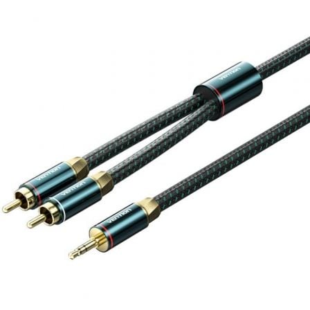 Cabo de áudio Vention BCSGF | 2x RCA macho - Jack 3,5 macho | 1m | Verde e preto