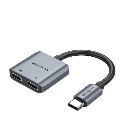 Conversor USB Tipo C Vention BGZHA  |   USB Tipo C Macho - 2x USB Tipo C Fêmea (Áudio e Carregamento)