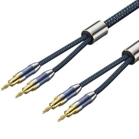 Cabo stereo Vention BLBLI | 2x Banana Macho - 2x Banana Macho | 3m | Azul e Preto