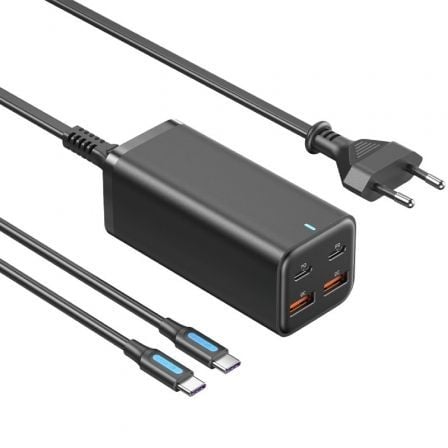 Carregador de parede Vention FBSBG-EU | 2xUSB Tipo C + Cabo USB Tipo C | 2xUSB | 100 W