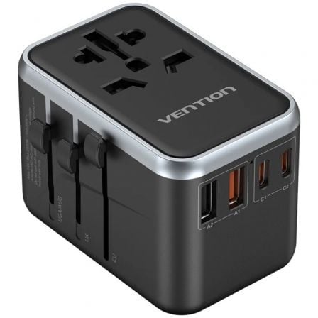 Vention FJFB0 Carregador de parede de viagem universal GaN | Tomada de energia universal | 2xUSB Tipo C | 2xUSB | 65 W