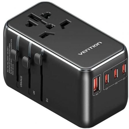 Vention FJGB0 Carregador de parede de viagem universal GaN | Tomada de energia universal | 3xUSB Tipo C | 1xUSB | 120 W