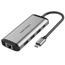 Docking USB Tipo-C Vention THAHB | 1xHDMI | 3xUSB | 1xUSB Tipo-C PD | 1xRJ45 | 1xLeitor de cartão | 1xÁudio | Cinza