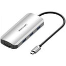 Docking USB Tipo-C Vention TOIHB | 1xHDMI | 1xVGA | 3xUSB | 1xUSB Tipo-C PD | Cinza