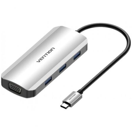 Docking USB Tipo-C Vention TOIHB | 1xHDMI | 1xVGA | 3xUSB | 1xUSB Tipo-C PD | Cinza