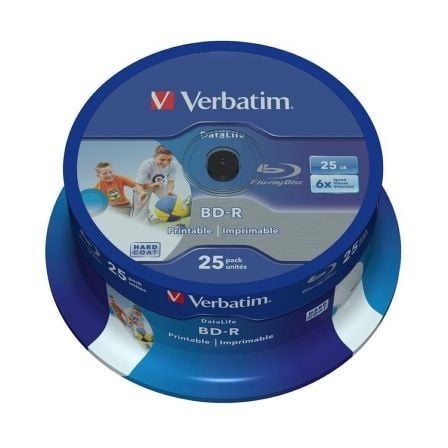 Blu-Ray BD-R Verbatim 43811 Imprimível 6X | Tubo - 25 unidades